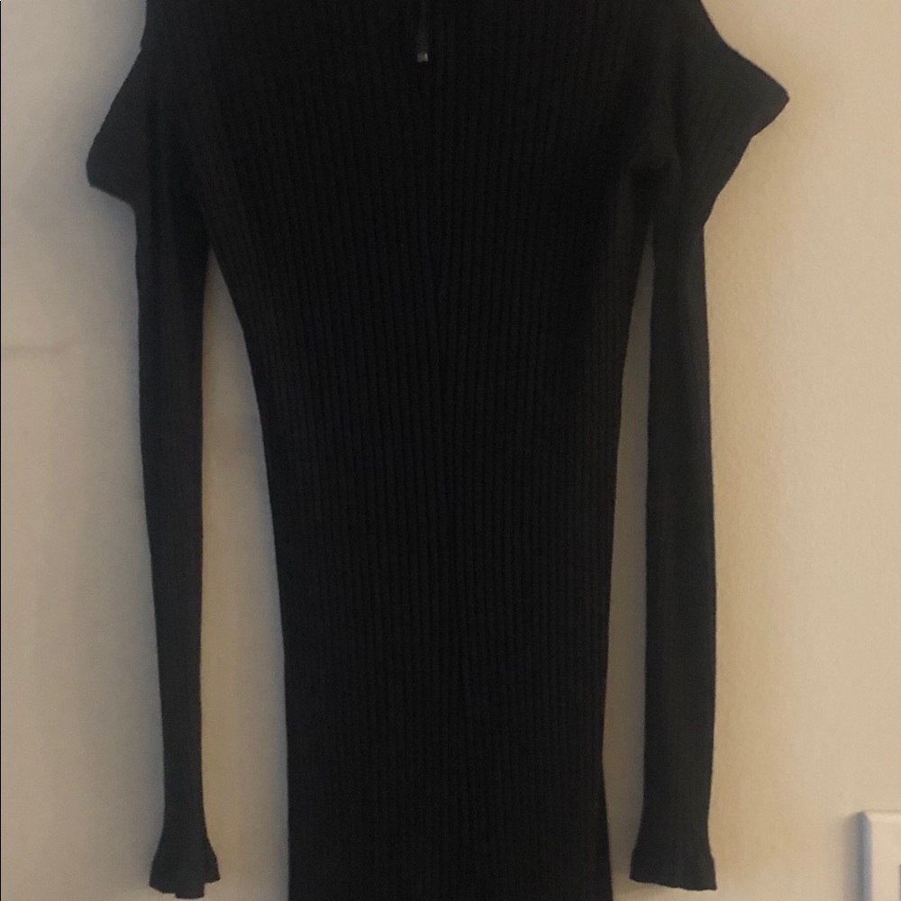 Little Black Stretch Dress with shoulders cut out.